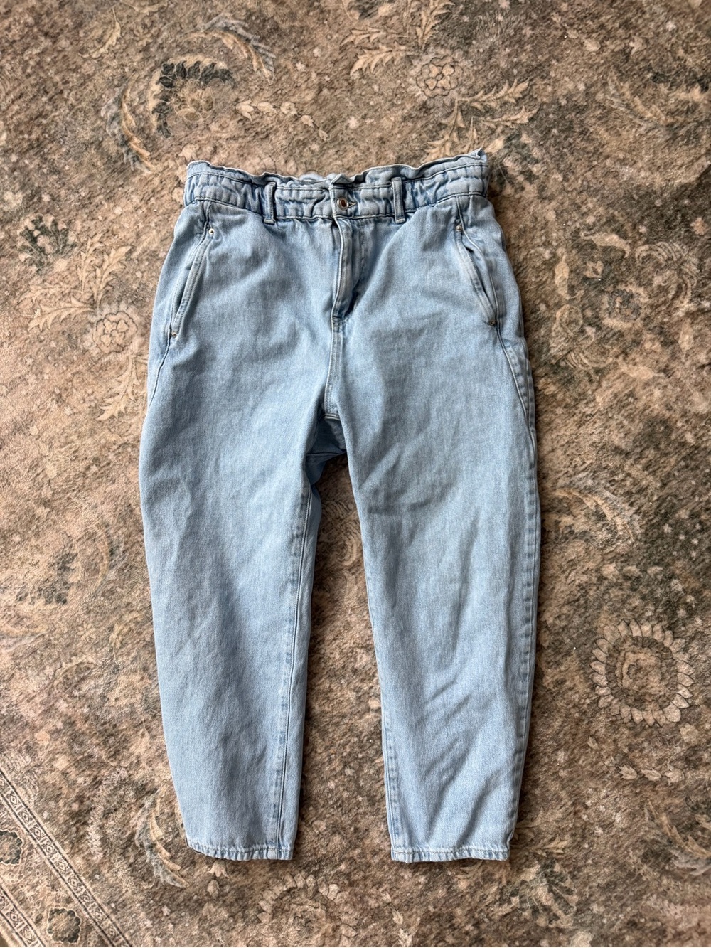 Zara Light Blue Boyfriend Paperbag Waist Jeans